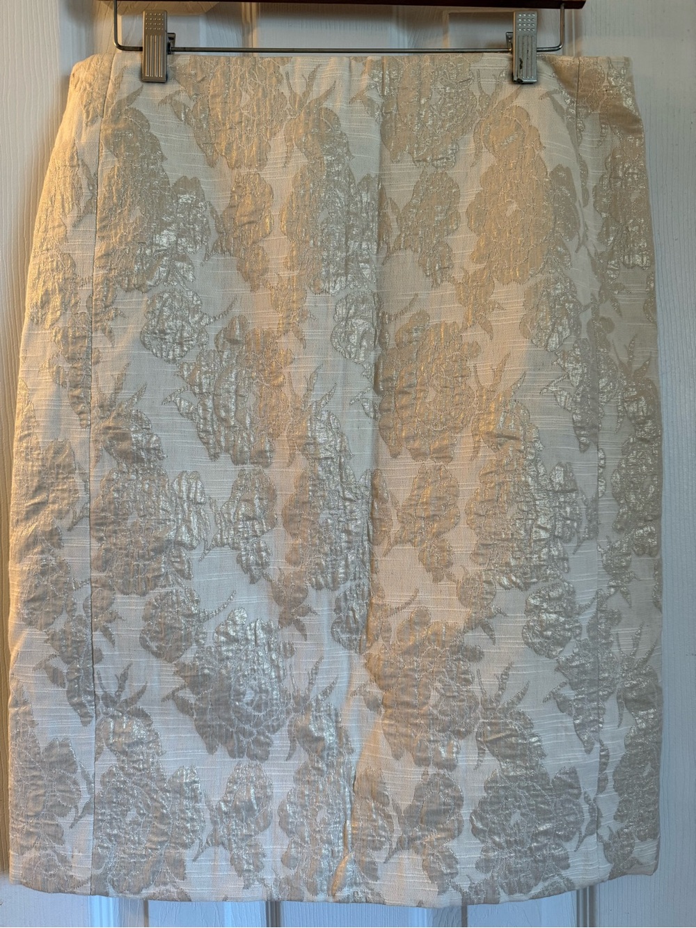 Zara Cream Metallic Floral Jacquard Pencil Skirt